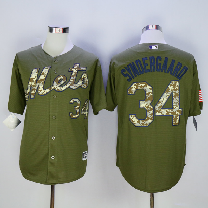 Men New York Mets #34 Syndergaard Green MLB Jerseys